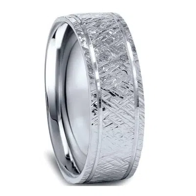 Pompeii3 950 Platinum Mens 7mm Flat Brushed Wedding Band Size Selectable In Metallic
