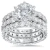 Pompeii3 9ct Diamond Engagement Ring Eternity Guard Band Set 14k White Gold In Silver