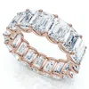 Pompeii3 9ct Emerald Cut Diamond U Prong Eternity Ring 14k Gold Or Platinum Lab Grown