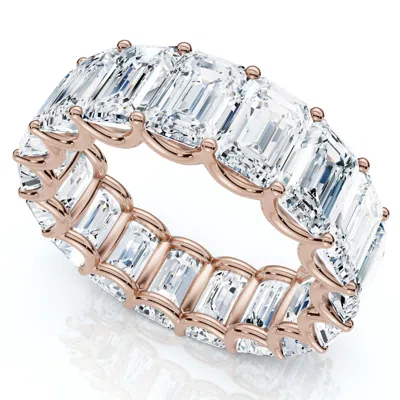 Pompeii3 9ct Emerald Cut Diamond U Prong Eternity Ring 14k Gold Or Platinum Lab Grown In Multi