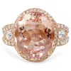Pompeii3 9ct Morganite & Diamond Engagement Ring 14k Rose Gold Halo Split Shank In Pink