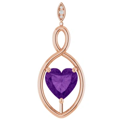 Pompeii3 9mm Amethyst Women's Heart Pendant In 14k Gold Necklace 6mm Tall In Multi