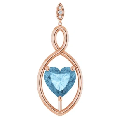 Pompeii3 9mm Blue Topaz Women's Heart Pendant In 14k Gold Necklace 6mm Tall In Multi