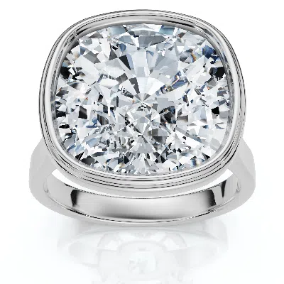 Pompeii3 9mm Cushion Moissanite Bezel Engagement Ring 14k Gold In Silver