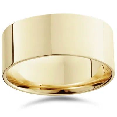 Pompeii3 10mm Flat High Polished Wedding Band 14k Yellow Gold Size Selectable