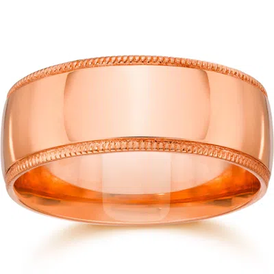 Pompeii3 9mm Milgrain 14k Rose Gold Polished Wedding Band Size Selectable In Multi