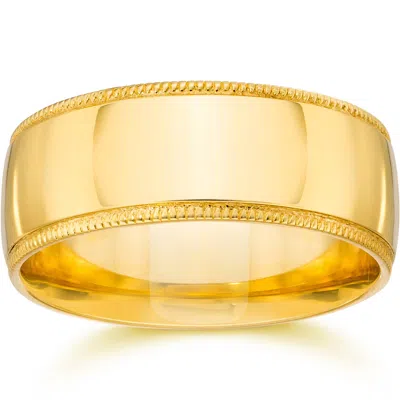 Pompeii3 9mm Wide Milgrain Wedding Band 14k Yellow Gold Size Selectable In Multi
