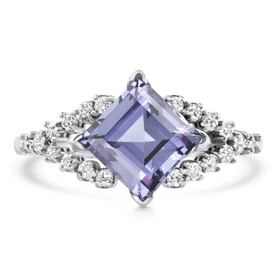 Pompeii3 Amethyst & Diamond Ring 10k Gold Lab Grown In White