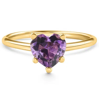Pompeii3 Amethyst Solitaire Ring 14k White Or Yellow Gold 6mm
