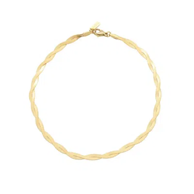 Pompeii3 Amina Anklet 18k Gold Plated 10" 6mm Total Width Herringbone Chain