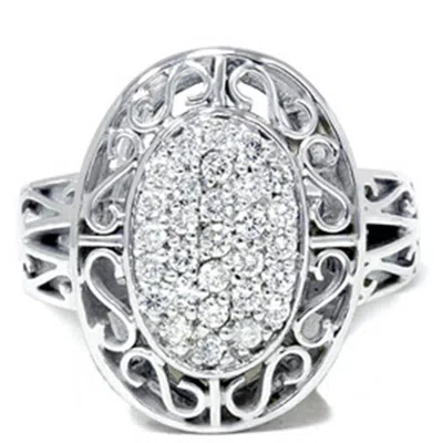 Pompeii3 Antique 3/4 Ct Large Pave Diamond 10k White Gold Ring In Multi