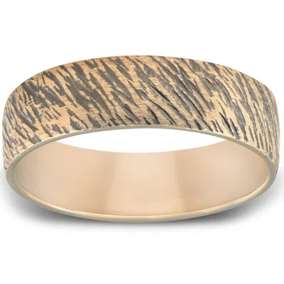 Pompeii3 Black & Yellow Gold Cheetah 6mm Ring Mens Wedding Band 10k In Multi