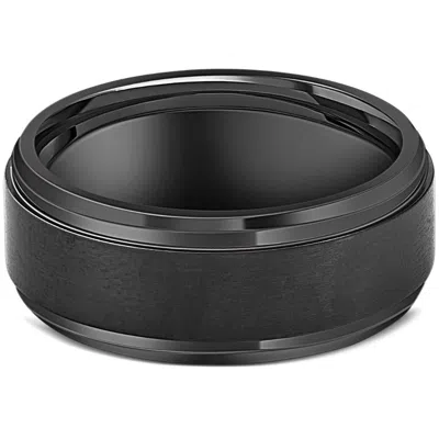 Pompeii3 Black Titanium Mens Comfort Fit Brushed Beveled Polished Edge Wedding Band 9mm In Multi