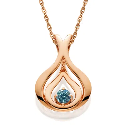 Pompeii3 Blue Diamond Solitaire Pendant & Chain 14k Rose Gold 5/8" Tall In Multi