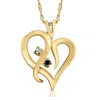 Pompeii3 Blue Sapphire & Diamond Heart Pendant 14k Yellow Gold With 18" Chain In Multi