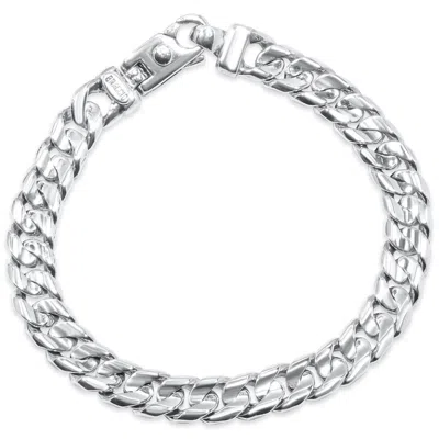 POMPEII3 BRACCIO MEN'S 34 GRAM CURB LINK SOLID SILVER BRACELET 8.5"