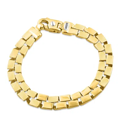 Pompeii3 Braccio Men's 36 Gram Double Brick Row Solid Silver Bracelet 8.5" In Gold