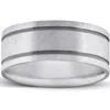 Pompeii3 Brushed Double Inlay Wedding Band 10k Black & White Gold Size Selectable In Multi