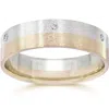 Pompeii3 Brushed Two Tone 6mm Flat 1/3ct Diamond Wedding Band 14k Gold In Silver