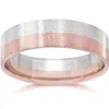 Pompeii3 Brushed Two Tone Flat Wedding Band 14k Rose & White Gold In Multi