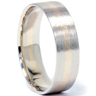 Pompeii3 Brushed Two Tone Wedding Band 14k Gold In Multi