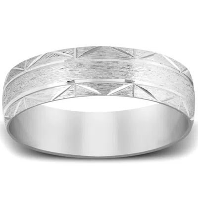 Pompeii3 Brushed Wedding Band 14k White Gold Size Selectable In Multi