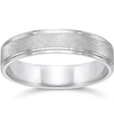 Pompeii3 Brushed Wedding Band 5mm 10k White Gold Size Selectable In Multi