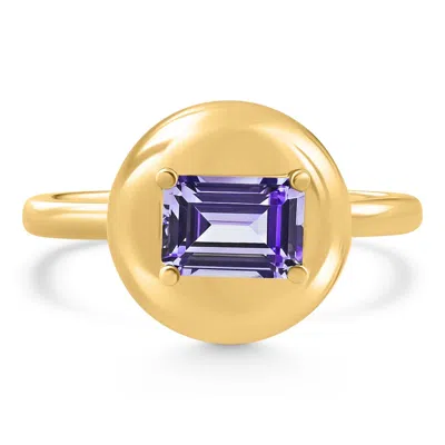 Pompeii3 Candy Button 14k Yellow Gold Emerald Cut Amethsty Ring