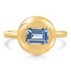 Pompeii3 Candy Button 14k Yellow Gold Emerald Cut Aquamarine Ring In Gold