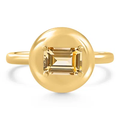 Pompeii3 Candy Button 14k Yellow Gold Emerald Cut Citrine Ring
