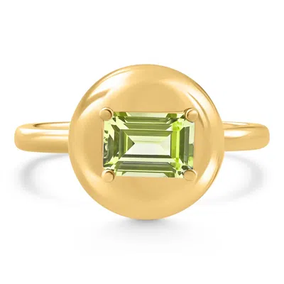 Pompeii3 Candy Button 14k Yellow Gold Emerald Cut Peridot Ring