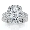 Pompeii3 Ceritified 2.90ct Cushion Diamond Engagement Ring Set 14k Gold Or Pt Lab Grown In Silver
