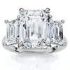 Pompeii3 Cert. 5ct Emerald Cut Diamond Engagement Ring 3-stone 14k Gold Or Pt Lab Grown In Silver