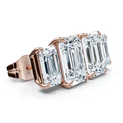 Pompeii3 Certified 1 1/2ct Emerald Cut Two Stone Diamond Earrings 14k Gold Lab Grown