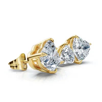 Pompeii3 Certified 1 1/2ct Heart Cut Two Stone Diamond Earrings 14k Gold Lab Grown