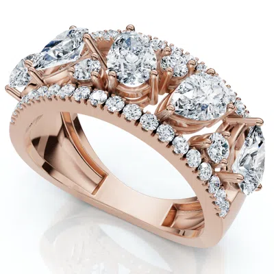 Pompeii3 Certified 1 1/2ct Multishape Cluster Diamond Anniversary Ring 14k Gold Lab Grown