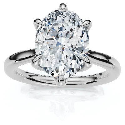 Pompeii3 Certified 1 1/2ct Oval Diamond Solitaire Engagement Ring 14k White Gold Lab Grown In Metallic