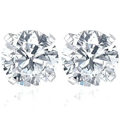 Pompeii3 Certified 1 1/2ct Round Cut Diamond Studs In 14k Gold Lab Grown In Metallic