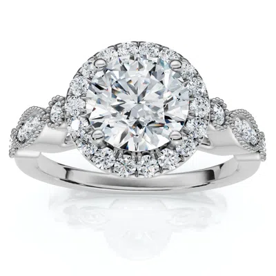 Pompeii3 Certified 1 1/3ct Diamond Round Engagement Ring 14k Gold Or Platinum Lab Grown In Silver