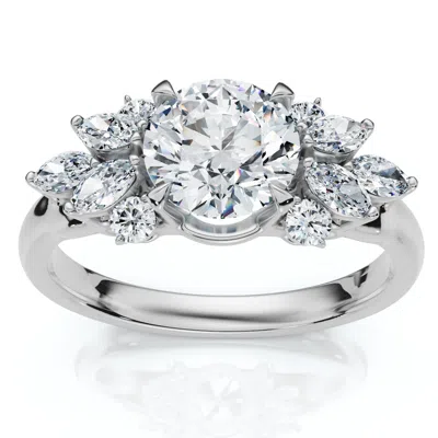 Pompeii3 Certified 1 1/4ct Feather Diamond Accent Ring 14k Gold Or Platinum Lab Grown