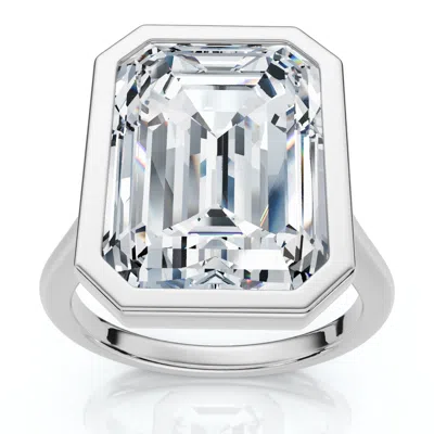 Pompeii3 Certified 10 Ct Emerald Cut Bezel Diamond Engagement Ring 14k Or Pt Lab Grown In White