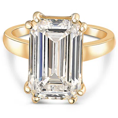 Pompeii3 Certified 10.00ct Emerald Cut Solitaire Diamond Engagement Ring 14k Gold Lab Grown In Silver
