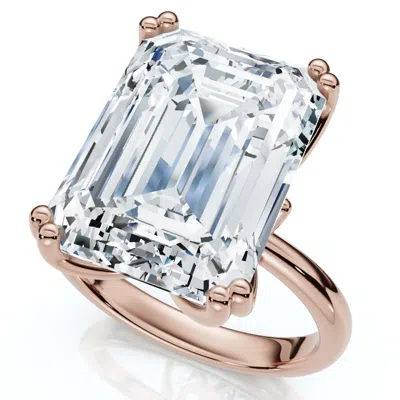 Pompeii3 Certified 10ct Emerald Cut Diamond Solitaire Engagement Ring 14k Gold Lab Grown In Silver