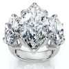 Pompeii3 Certified 10ct Marquise Diamond Engagement Ring 3-stone 14k Gold Or Pt Lab Grown
