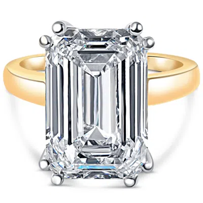 Pompeii3 Certified 11.78ct Emerald Cut Diamond Engagement Ring 14k Gold Lab Grown In Silver