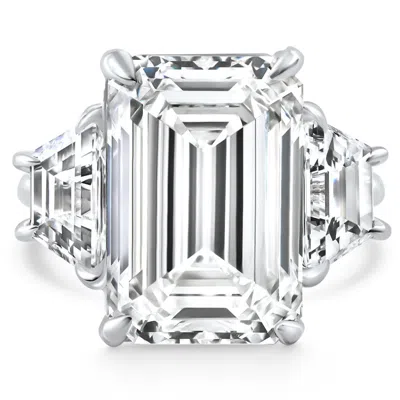 Pompeii3 Certified 11.90ct Emerald Diamond & Trapezoid Engagement Ring Lab Grown 14k Gold Size: 5.5 In Multi