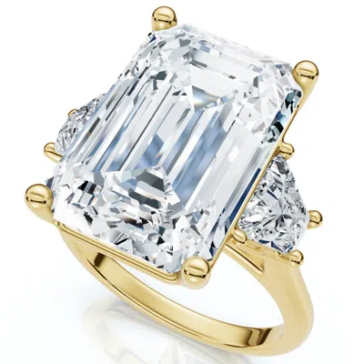Pompeii3 Certified 11.90ct Emerald Diamond Engagement Ring 14k Gold Lab Grown In Silver