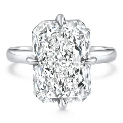 Pompeii3 Certified 11ct Radiant Diamond Solitaire Engagement Ring 14k Gold/pt Lab Grown In Silver