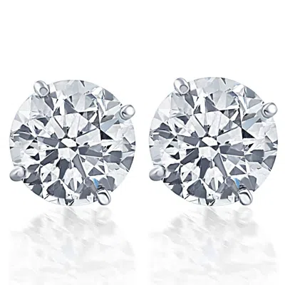 Pompeii3 Screw Back 1 Ct T. W. Genuine Diamond Studs Available In 14k White Or Yellow Gold In Metallic