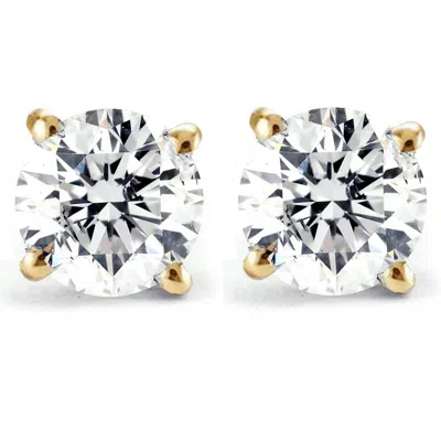 Pompeii3 Certified 1/2 Ct T. W. Diamond Studs 14k Yellow Gold Earrings